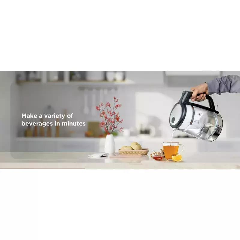 Black and Decker Kettle 1.7L Double Wall Glass with Premium Stainless Steel Finish GK220-B5