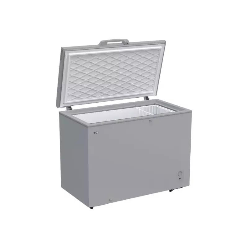 TCL Double Door Chest Freezer 410L, Mechanical Control, Wire Basket, External Handle with Lock, Grey, F410CF