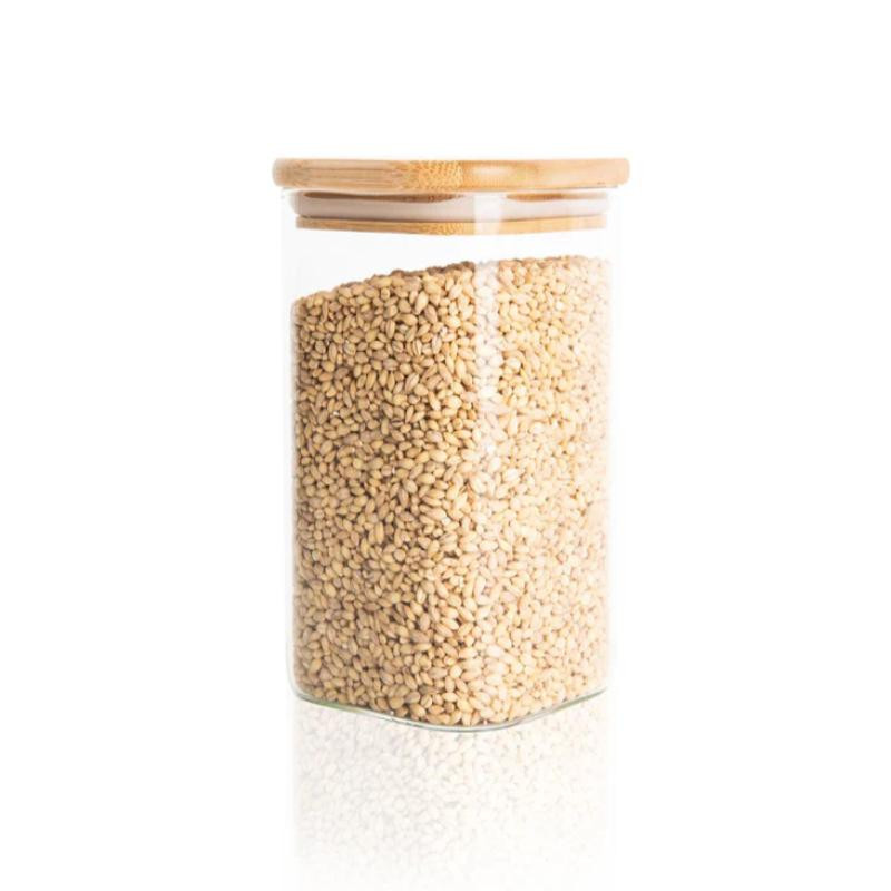Generic Glass Jar Square with Wooden Lid 8X10CM – Elegant Storage Container for Kitchen & Home S810(1-37)
