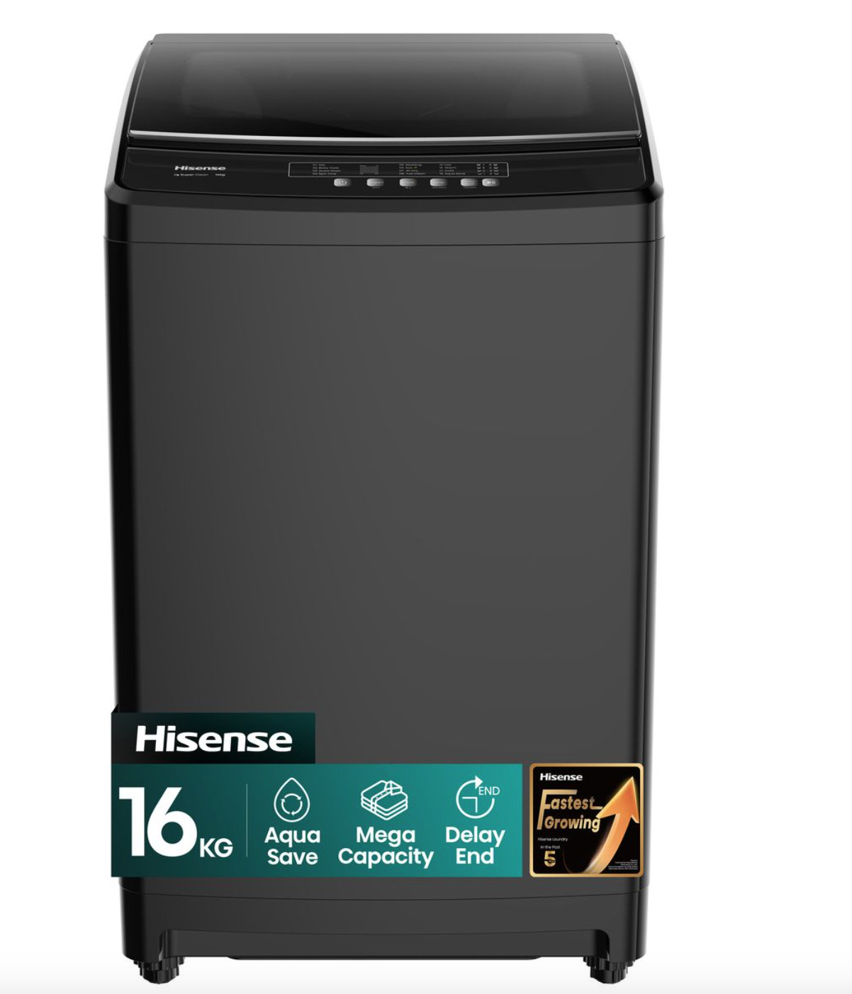 Hisense 16Kg Washing Machine, Top Loading, Full Automatic, WT3W1622UB, Titanium Black