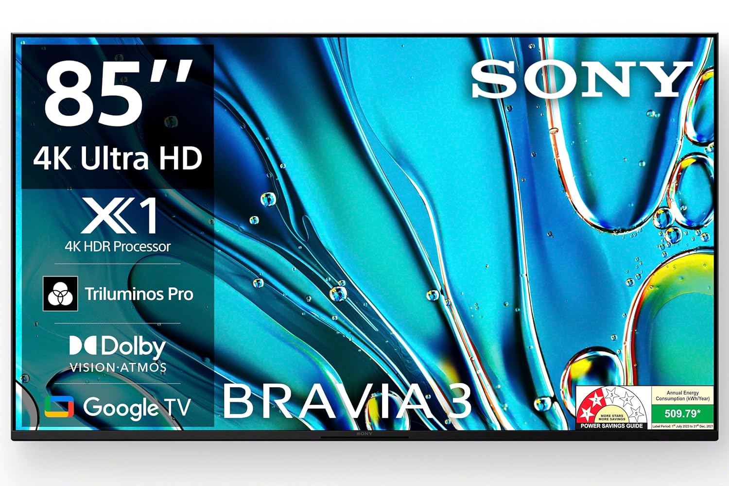Sony BRAVIA 3 Series 85 inches 4K Ultra HD AI Smart LED Google TV With Netflix, Youtube K-85S30 (Black)