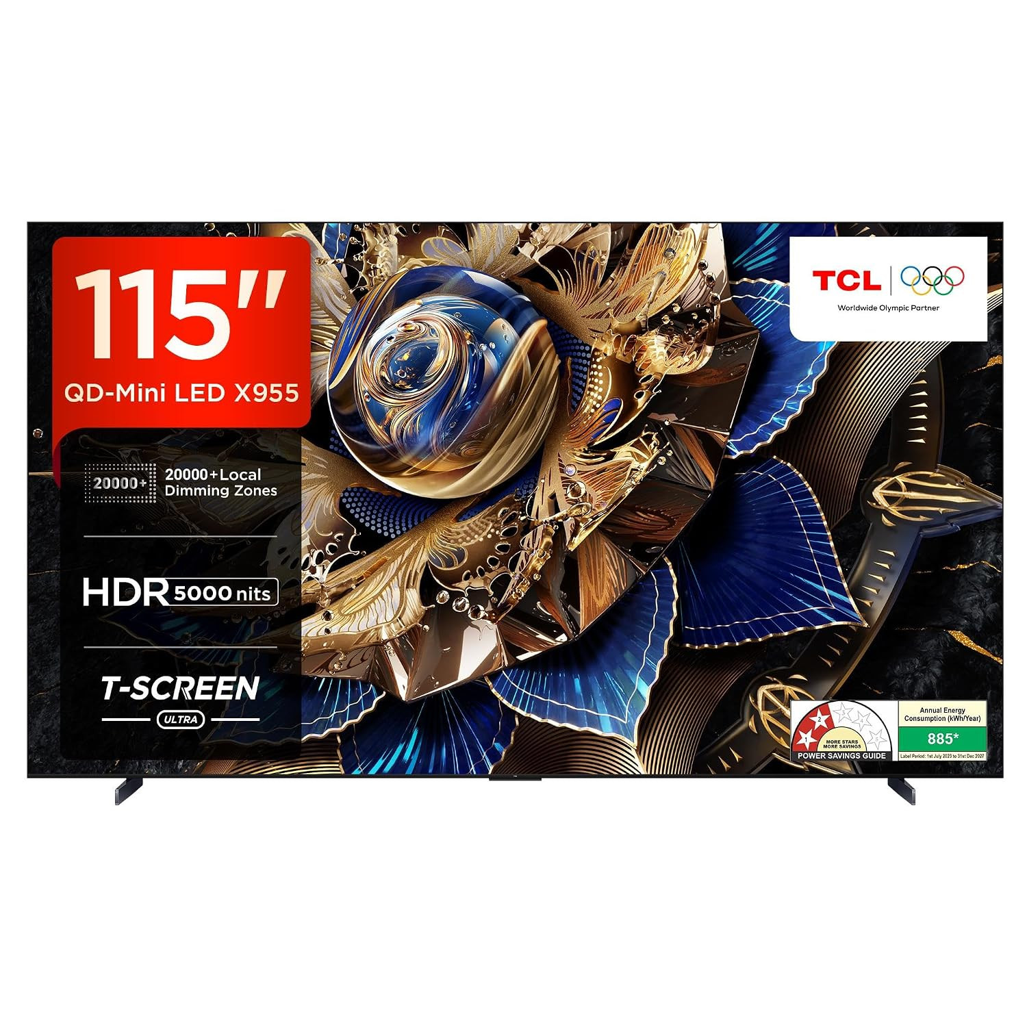 TCL 115" Inch X955 MAX Premium QD-Mini LED TV, Resolution: 4K Ultra HD (3840 x 2160) | Refresh Rate: 120 Hz | DLG 240Hz | VRR 144Hz Connectivity: 4 HDMI Ports to connect set top box, Blu Ray players, gaming console | 3 USB Port (2-USB 2.0, 1-USB 3.0) | 1 