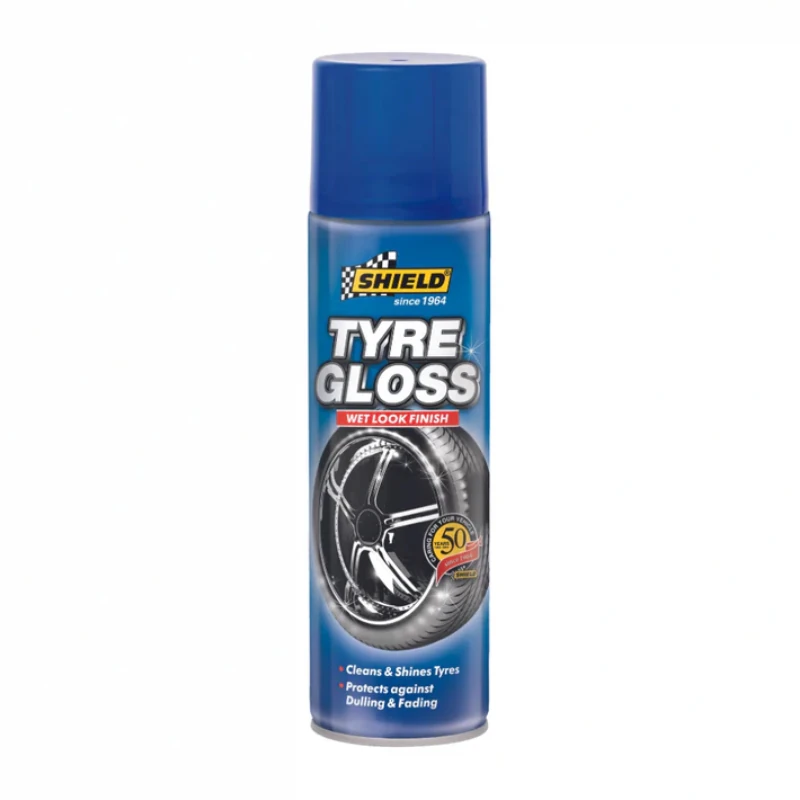 Shield-Auto Tyre Gloss Aerosol Tyre Cleaner, Ultra-Black, Glossy Finish, Road Grime, 400ml SH97