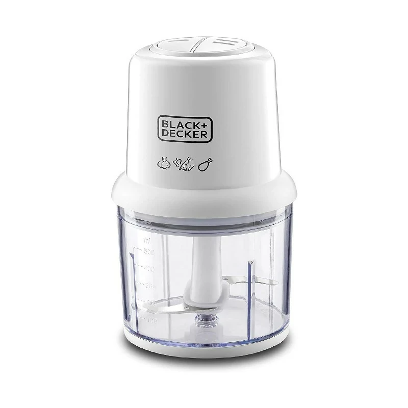 Black & Decker Vertical Chopper 300 W, 500ml, 2 Speed for Chopping, Mincing & Pureeing, White SC310-B5