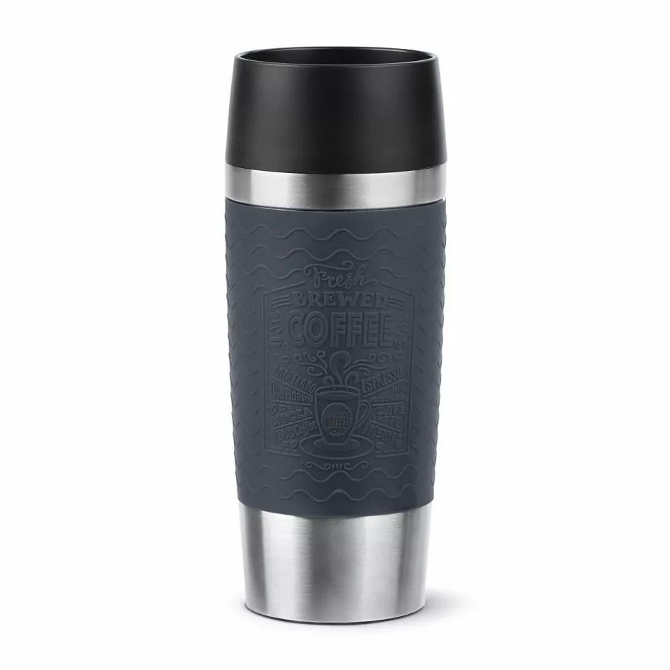 Tefal Essential Travel Mug 0.36L Stainless Steel Gray Double Wall Insulation Keeps Hot Drinks 3 Hours Cool 6 Hours Stainless Steel Silicone Coating Travel N2021510