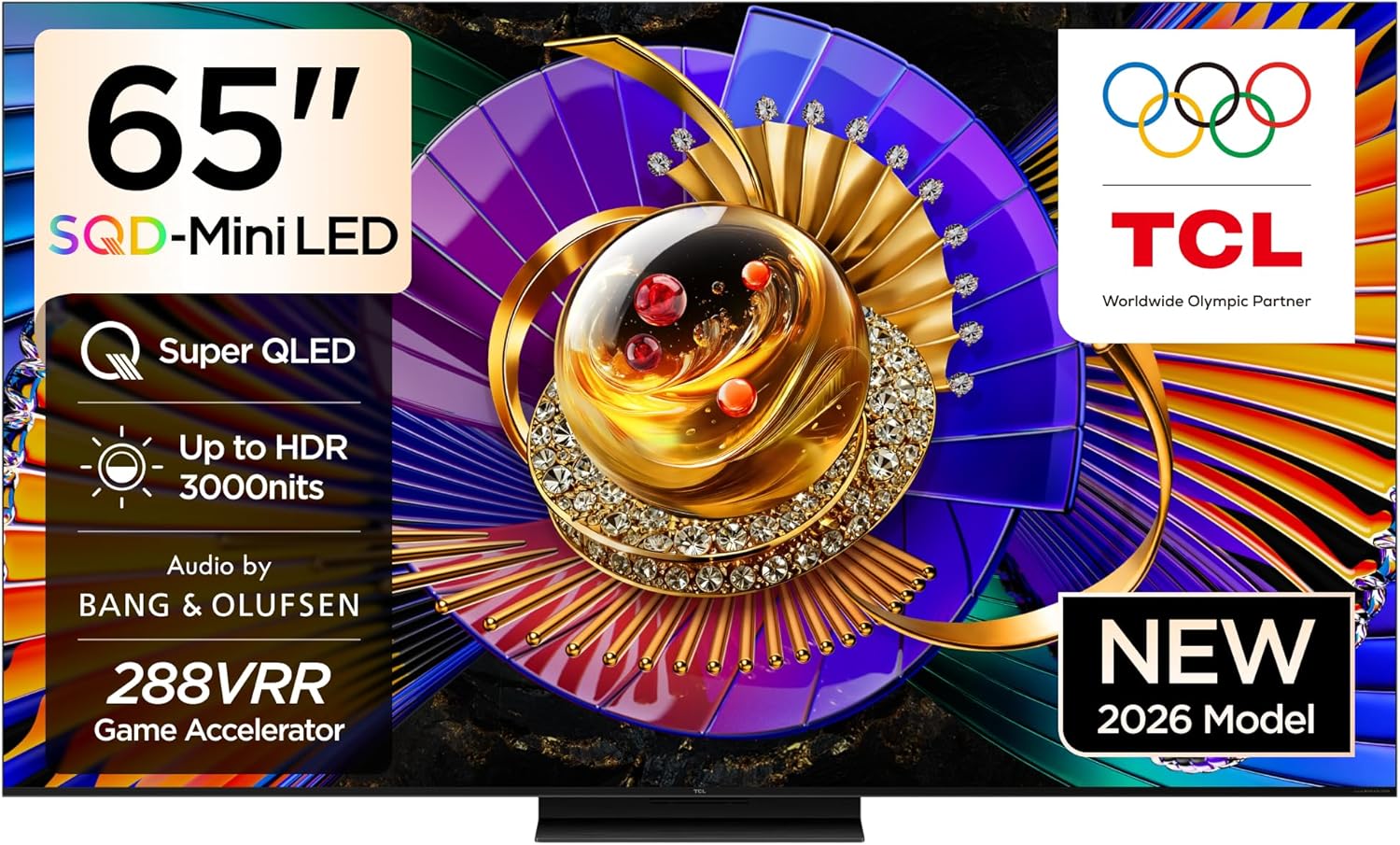 TCL 65C7L Television 65 Inch Smart TV 4K SQD-Mini LED Super Colorful Quantum High HDR Gaming Google TV, 144Hz Native Refresh Rate, Audio by Bang & Olufsen, Dolby Atmos, Game Master (2026 Model)