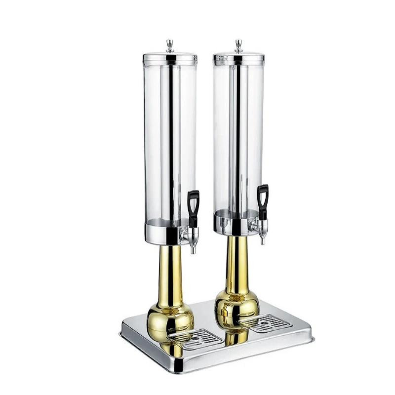 Commercial Kitchen Equipment Double Juice Dispenser 2×3L, Luxury Stainless Steel Dual Beverage Server, Premium 6L Buffet Juice Dispenser ASC-3LX2 (Gold)