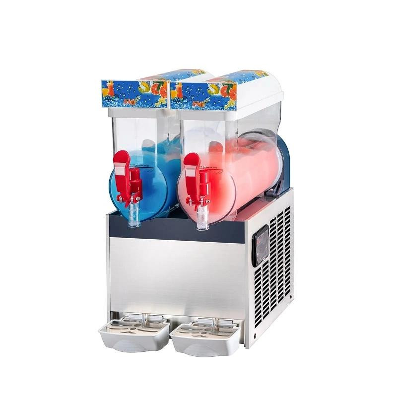Commercial Electric Double Head Slush Machine 30L, 600W Professional Frozen Drink Maker, High-Efficiency Dual-Tank Margarita & Slushie Machine WG-XRJ15L×2