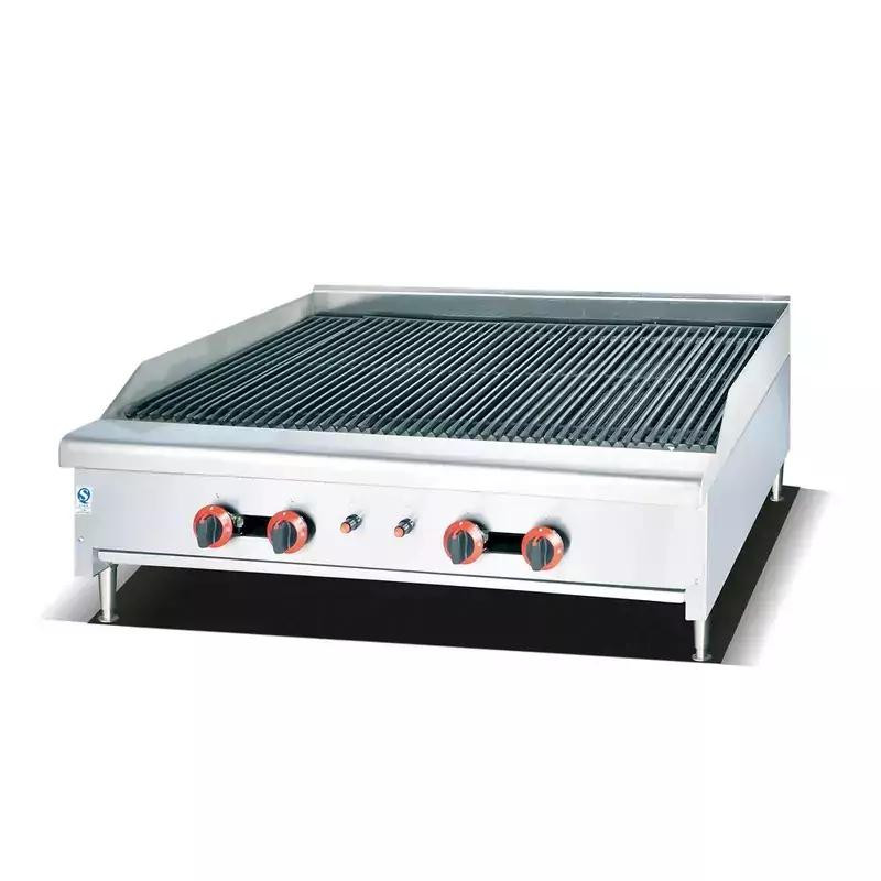 Commercial Electric Bbq Grill 4 Burner Gas 120000BTU, Stainless Steel, LPG-powered, Cast Iron Burners WG-G489A