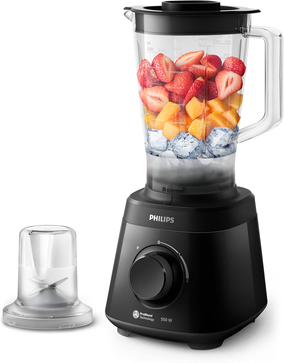 Philips Blender Daily Collection - 550W, 2L Plastic Jar, ProBlend Technology, 2 Speeds + Pluse, Black - HR2141/90