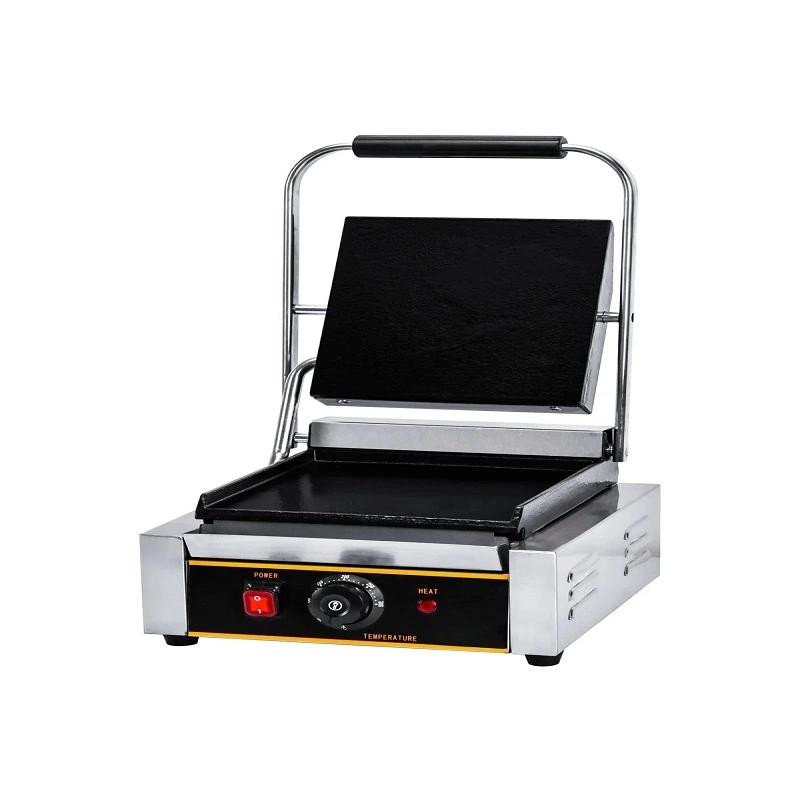 Commercial Electric Contact Grill, 1.8kW Full Flat Plates, Professional Stainless Steel Sandwich & Griddle Press WG-811B