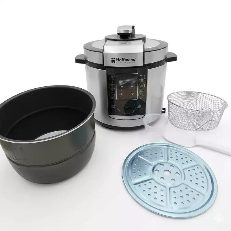Hoffmans Electric Pressure Cooker 6L 1000W Non Stick Inner Pot with Frying Basket & Steamer hm718
