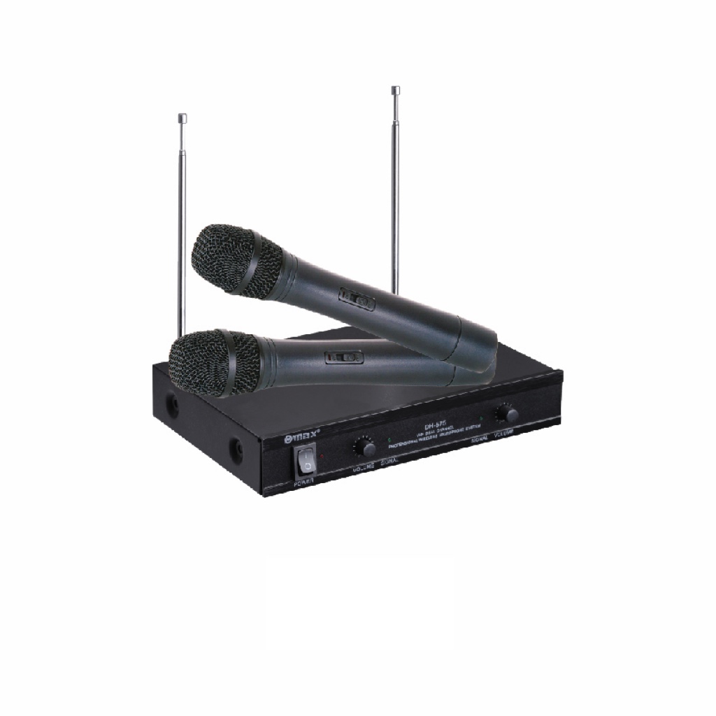 Max DH-575 VHF Dual Hand Wireless Microphone System, Professional Cordless Microphone Set with Clear Voice Transmission for Stage, Karaoke, Events and Presentations