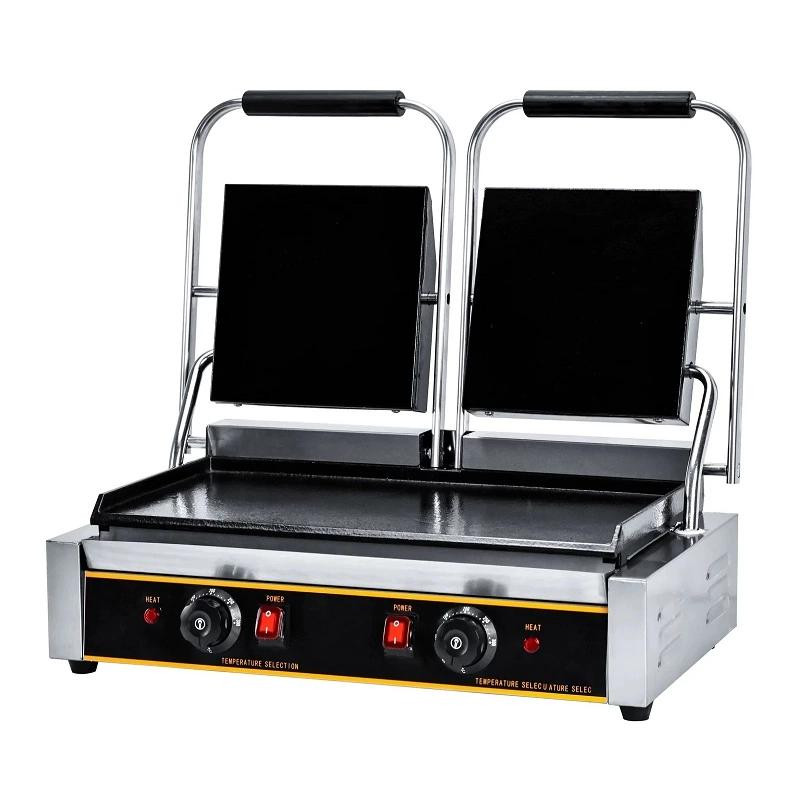 Commercial Dual Electric Contact Grill, 4.4kW Extra-Large Full Flat Plates, Industrial High-Power Griddle Press WG-811EB-2