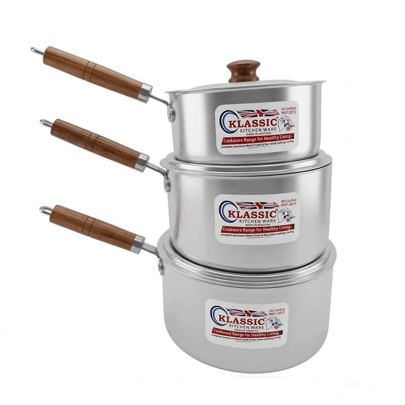 Klassic Aluminium Saucepan Set 16cm 18cm & 20cm 3 Pieces High-Grade Aluminium Model 852
