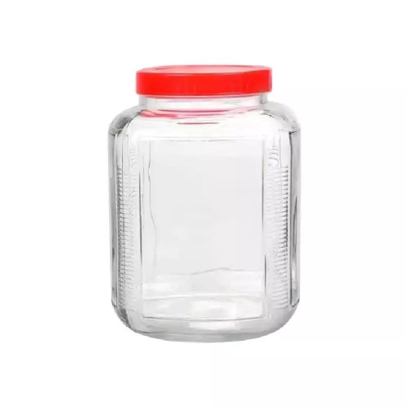 Bon Appetit Square Glass Jar 4.5L with Red Screw Lid HM-BA205