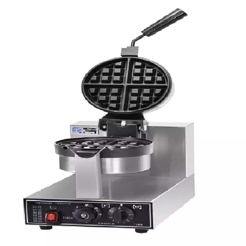 Commercial Electric Rotating Single-Plate Waffle Baker, 1.2kW Professional 18.3cm Round Waffle Maker, Industrial Heavy-Duty Belgian Waffle Machine WG-HF-1Z