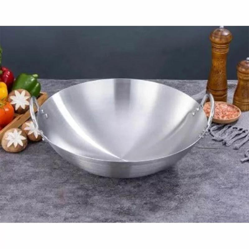 Nadstar8 Aluminium Karai 15.75" No8 Heavy Base Aluminum Kadai Deep Frying Kadai with Handle for Kitchen