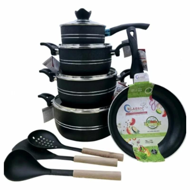 Klassic Saucepan Set 16cm, 20cm, 24cm, 28cm, Frying Pan 24cm, Kitchen Tool Set 1002