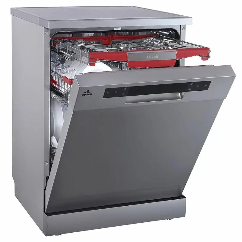 Evvoli Dishwasher 7 Programs  15 Place 3 Baskets Silver EVDW-153-HS