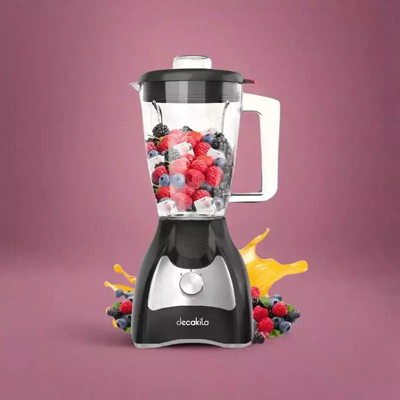 Decakila Blender 1.5l Plastic Jug with Stainless Steel Blades 500w Kejb043b Two speeds with pulse function Plastic jug Non-slip design
