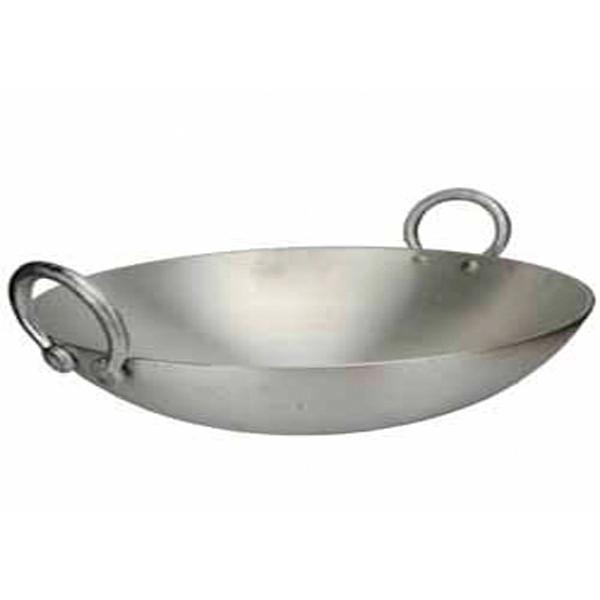 Nadstar8 Aluminium Karai 19 Inches No10 Heavy Base Aluminum Kadai Deep Frying Kadai with Handle for Kitchen