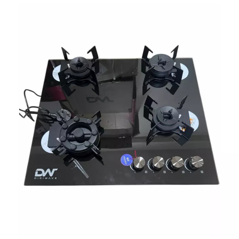 DigiWave 4 Gas Burner Foldable Hob – 60x60cm Tempered Glass with Auto Ignition DWGC 2020