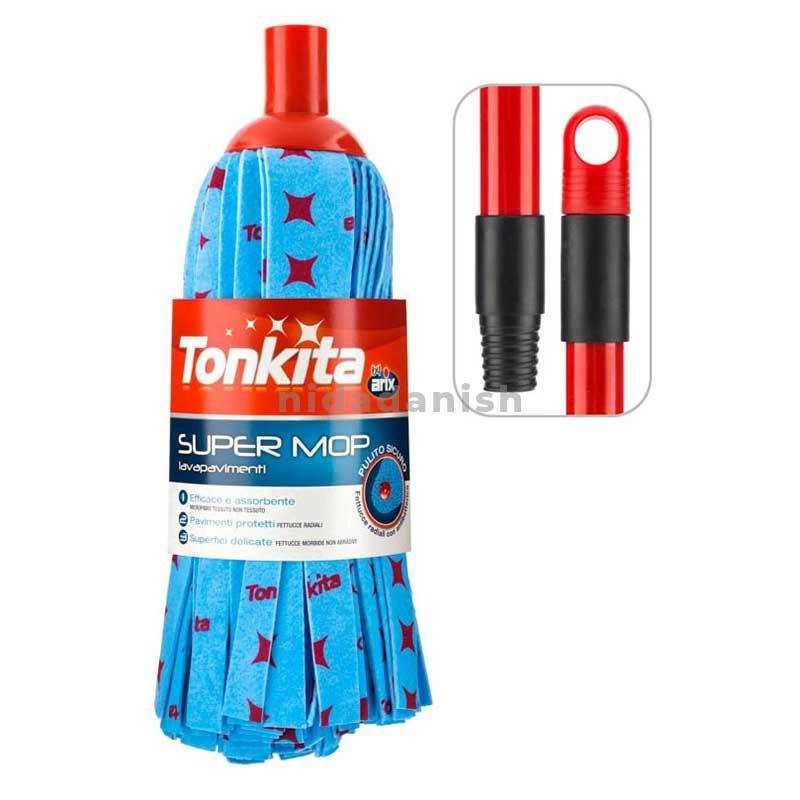 Tonkita Super Mop with Handle Nonwoven Microfibre Cloth TK023 Pack of 2