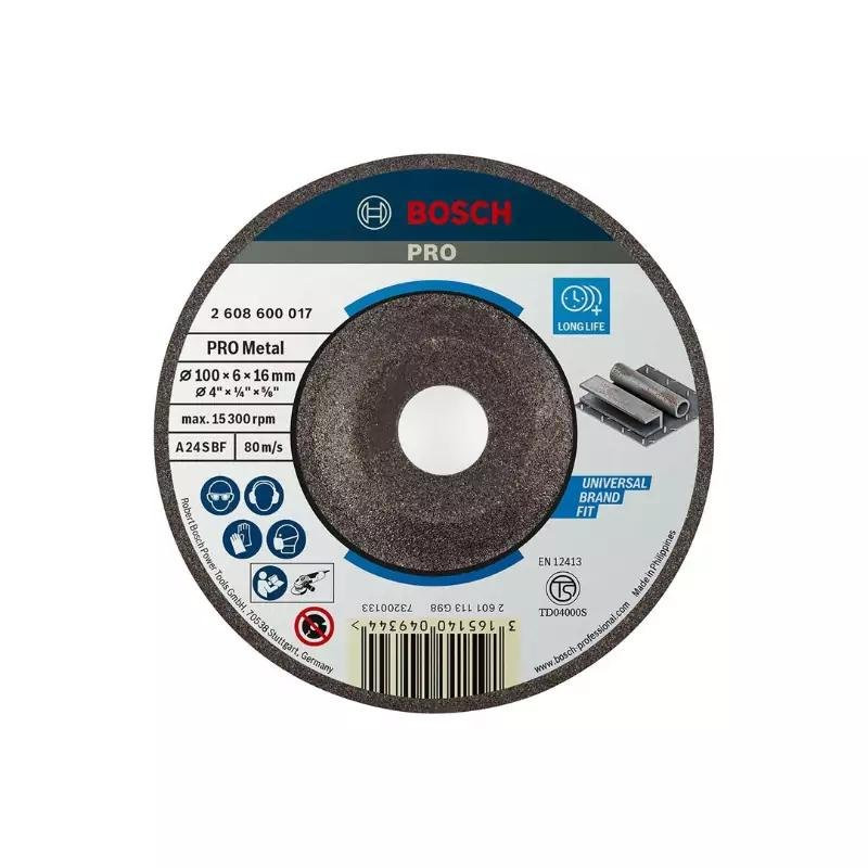 Bosch Professional Metal Grinding Disc 100 x 16 x 6 mm 2608600017 (Pack of 10 Pcs)