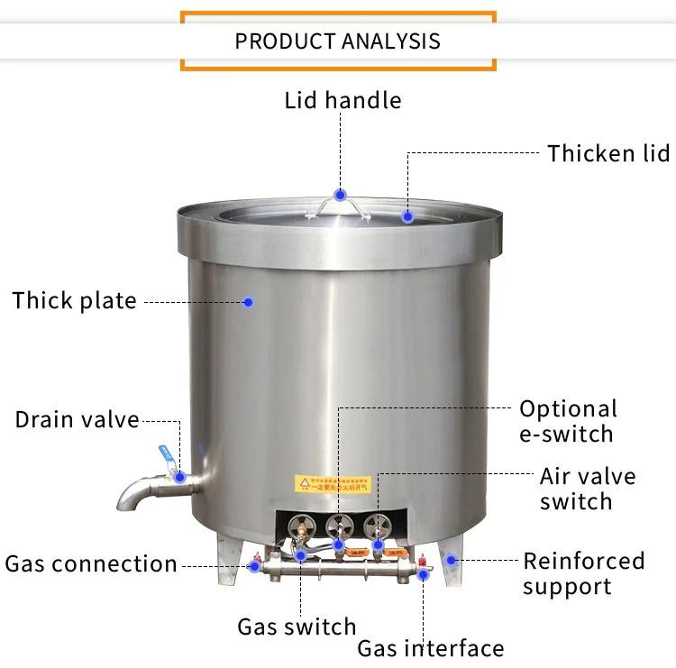 Commercial Kitchen Equipment Industrial Gas Cooking Pot 169L, Heavy-Duty Stainless Steel Stock Pot with Drain Valve KL-GR60