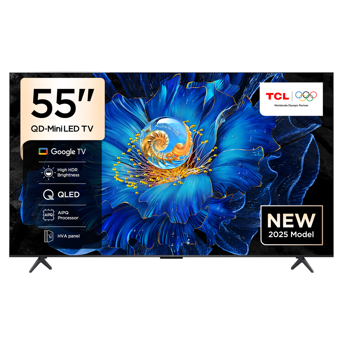 TCL 55” Inch QLED 4K HDR TV, Smart TV with Dolby Vision & Atmos, HDR10+, Netflix, Youtube 2025 New Model 55T6C